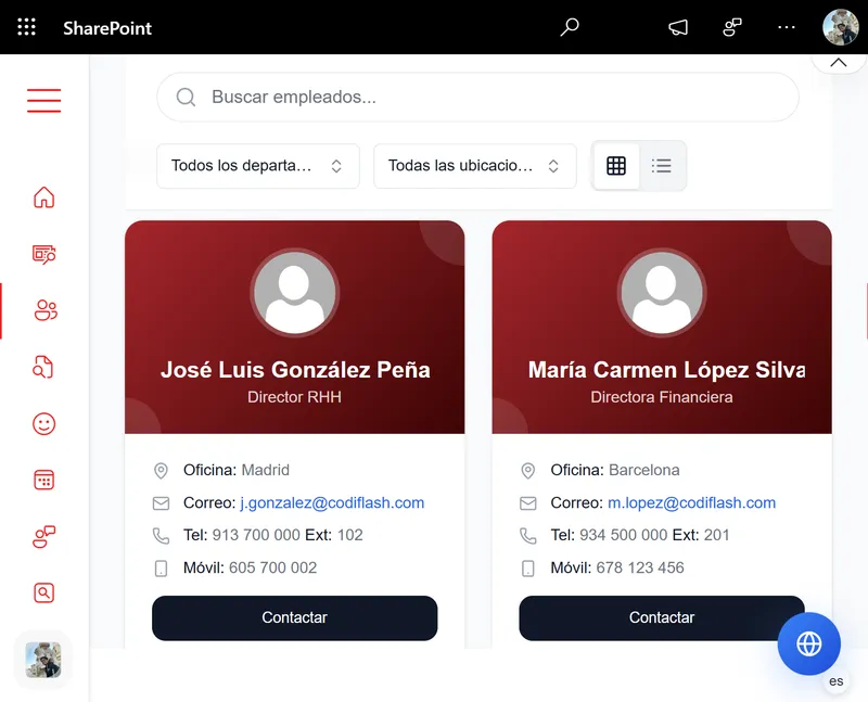 Employee directory in the intranet