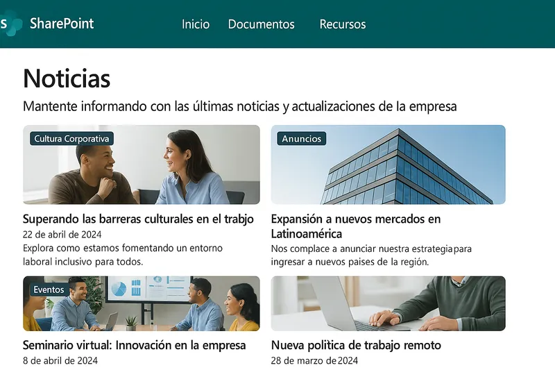 Intranet social con noticias y comunicados