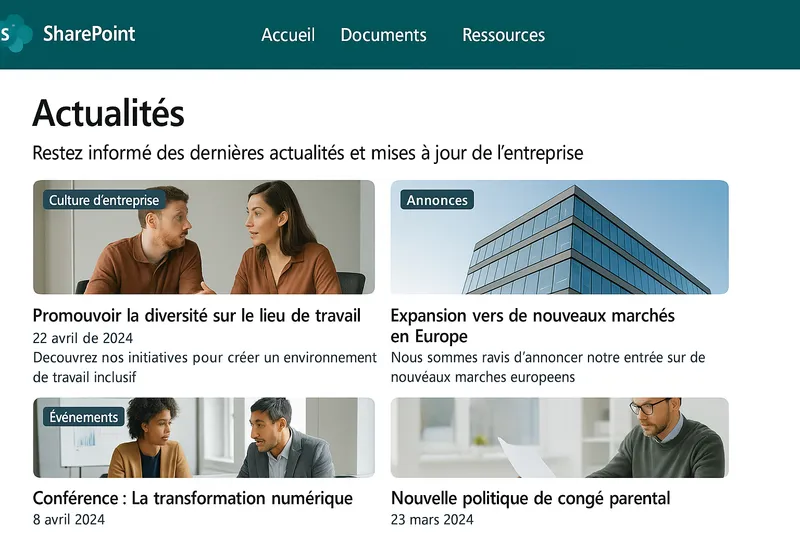 Intranet social avec actualités et communications