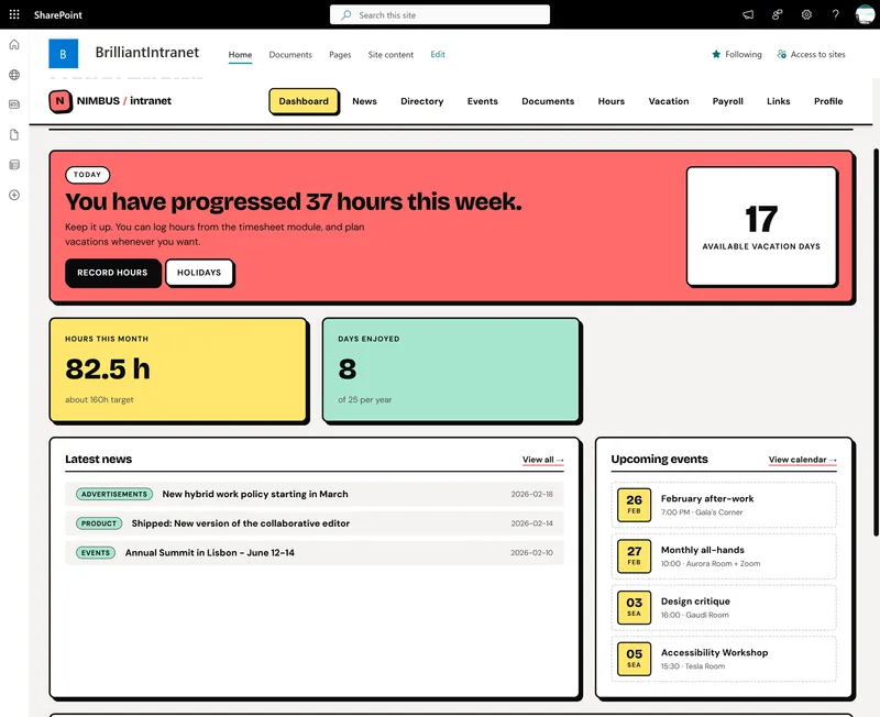 Custom SharePoint intranet — built to match your brand and workflows
