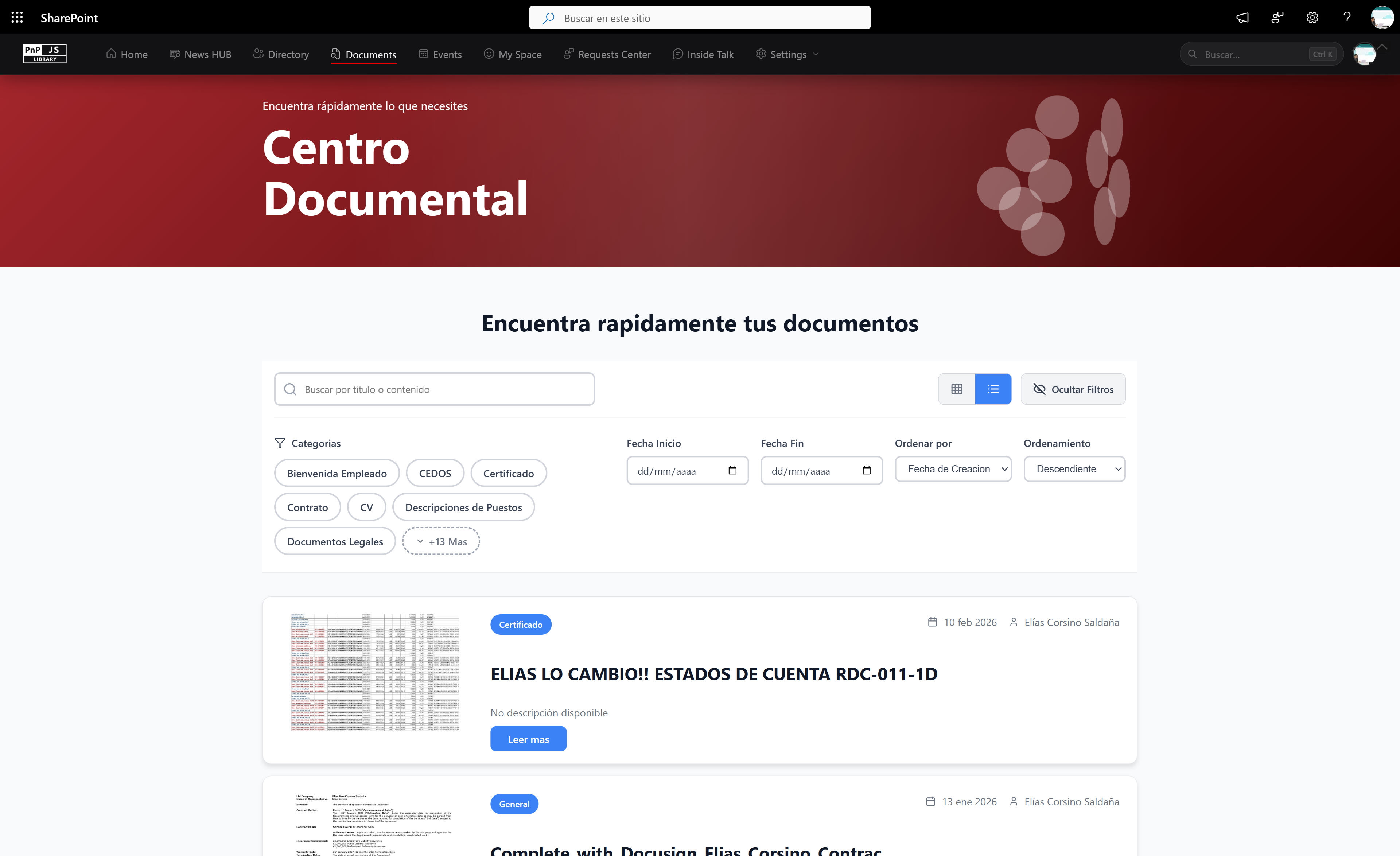Employee portal document management