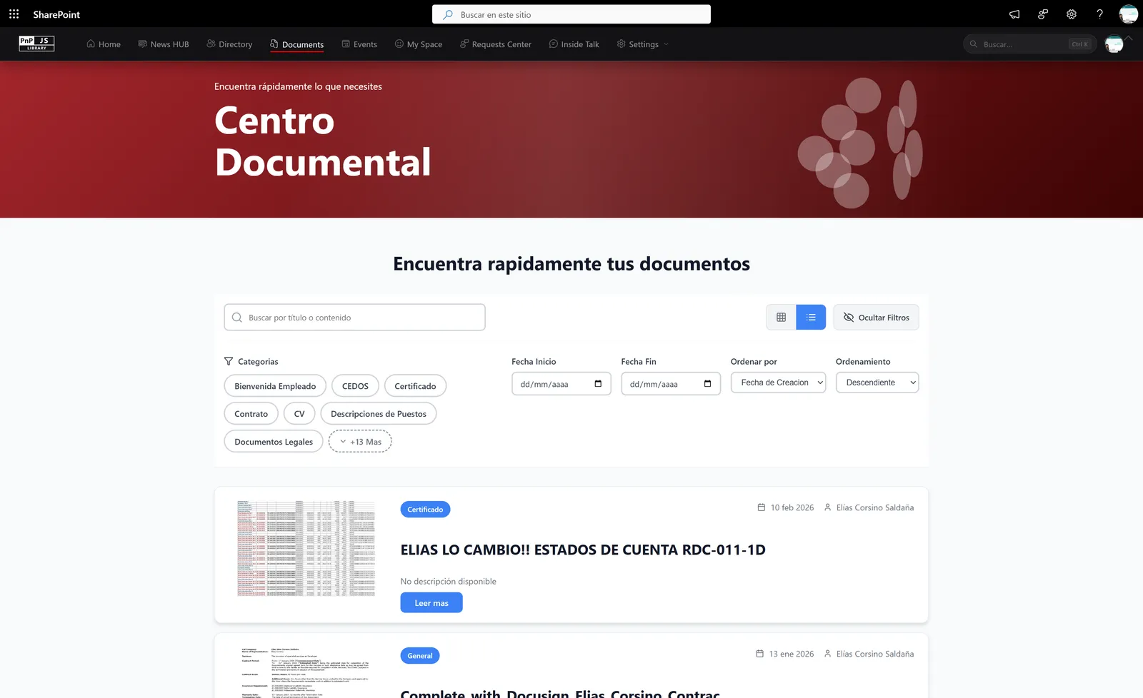 Employee portal document management