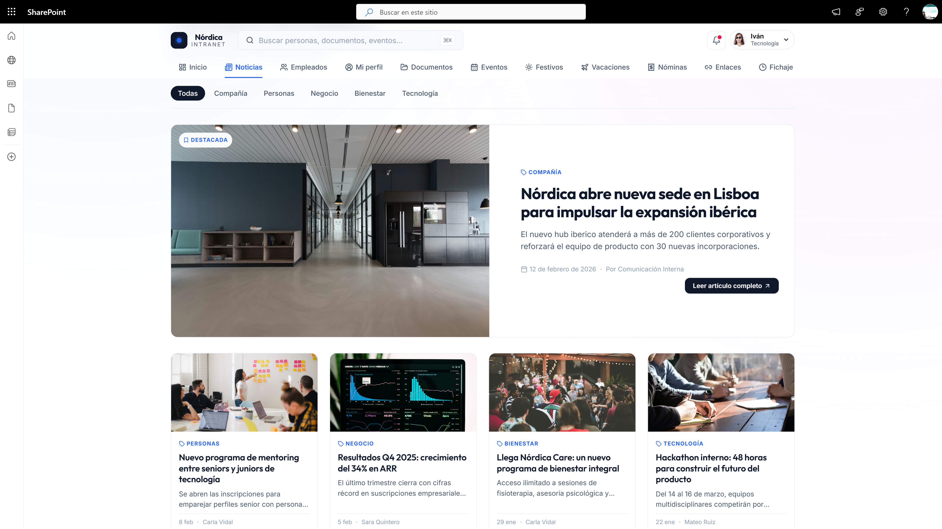 Funcionalidades de la intranet SharePoint