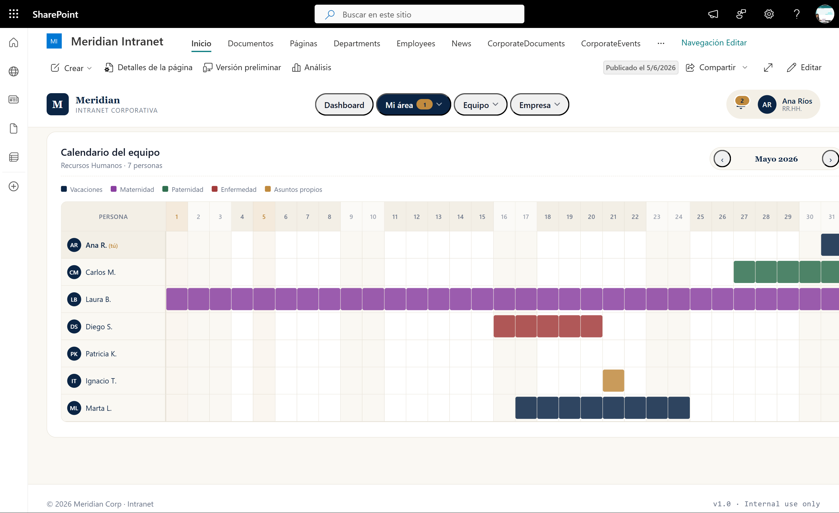 Intranet corporativa con sistema de documentos